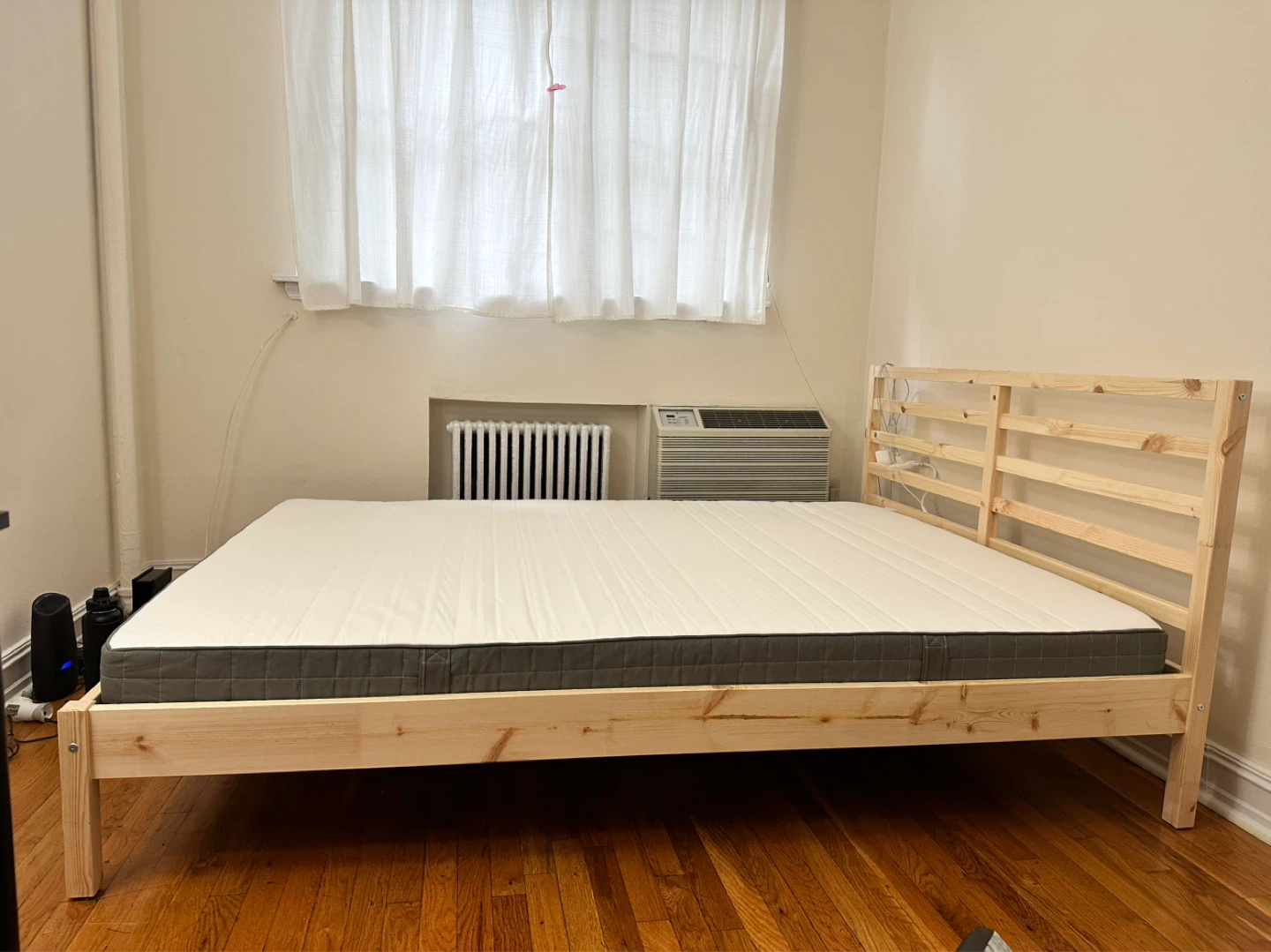 IKEA Tarva Pine Bed Frame and mattress together