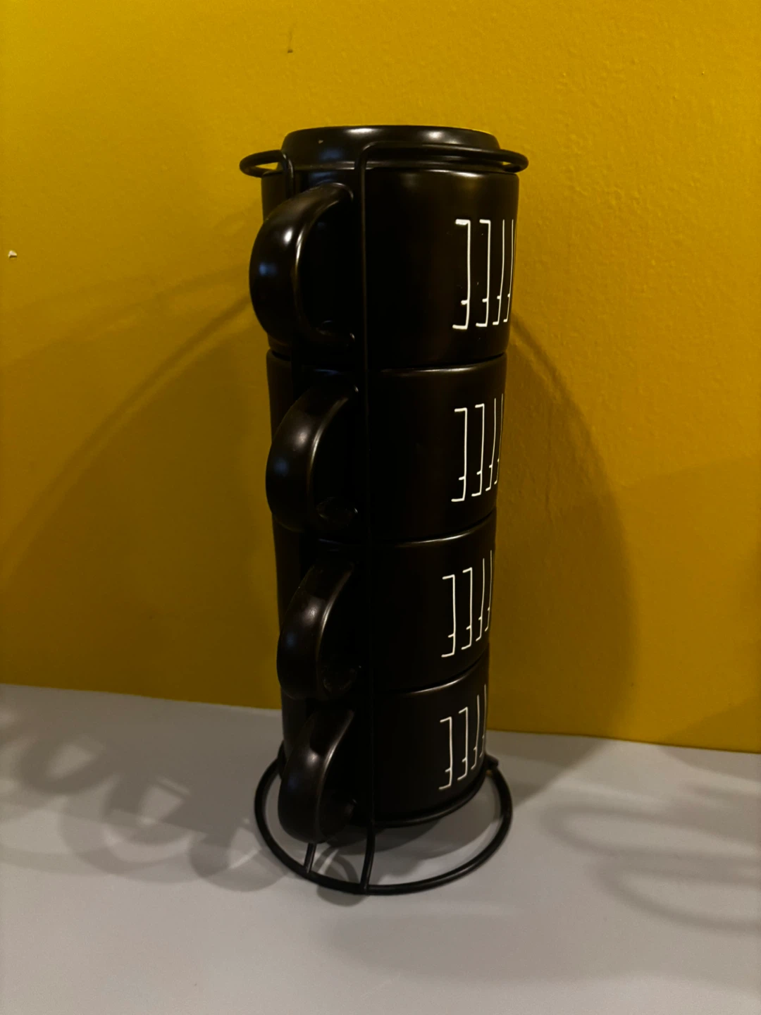 Rae Dunn "Coffee" Stackable Mugs Set with Rack - photo 2