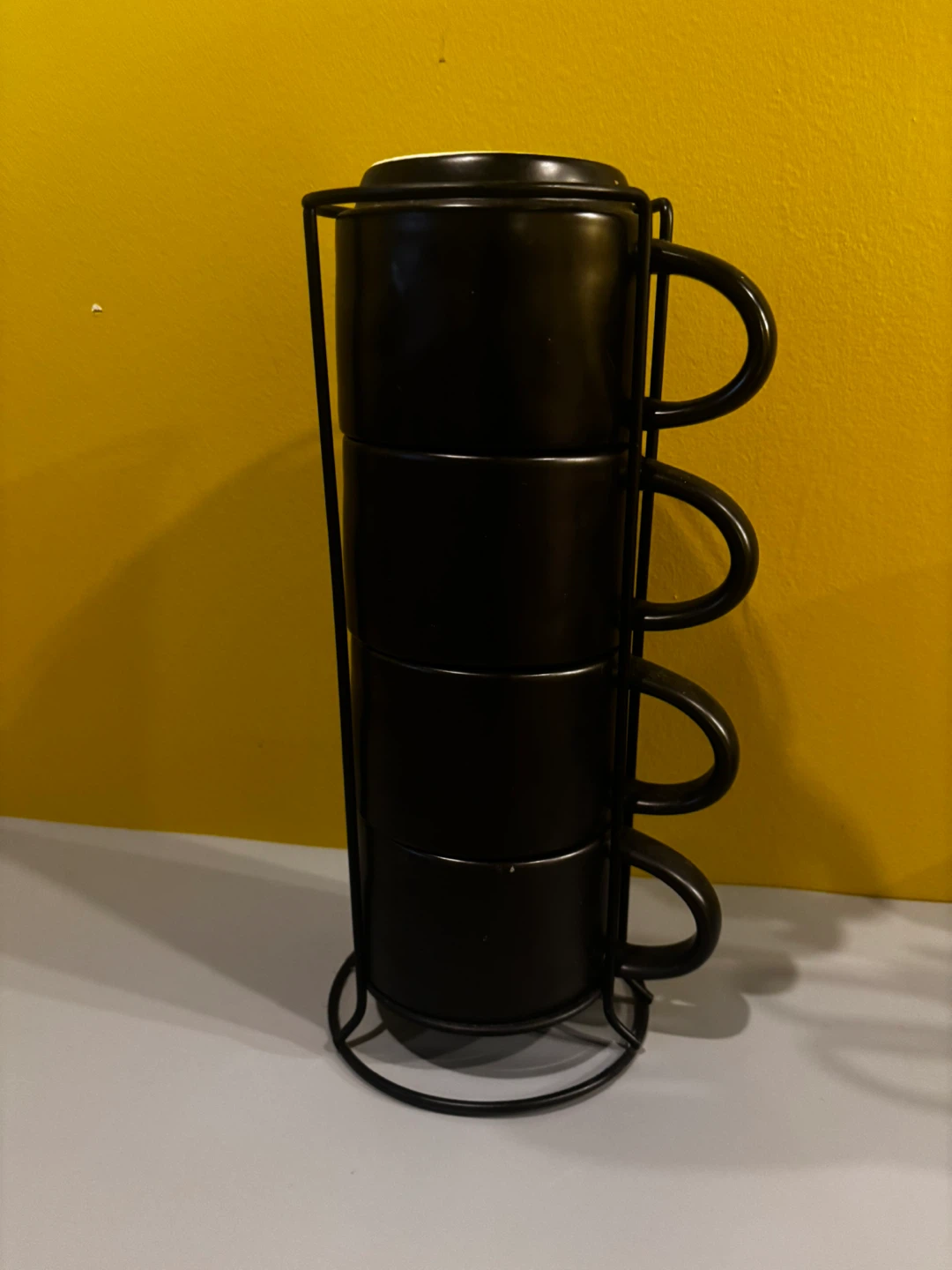Rae Dunn "Coffee" Stackable Mugs Set with Rack