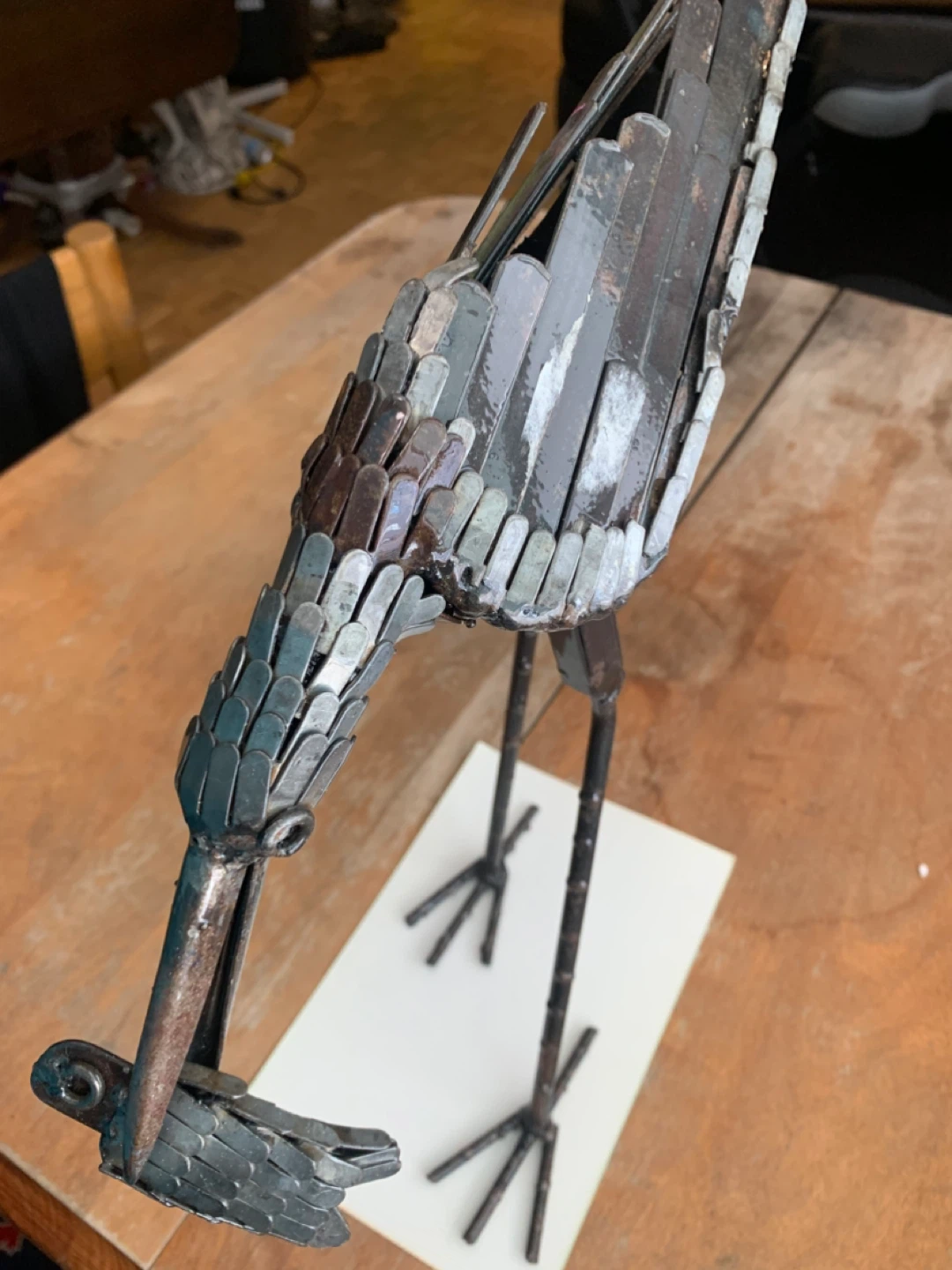 Metal Crane Sculpture