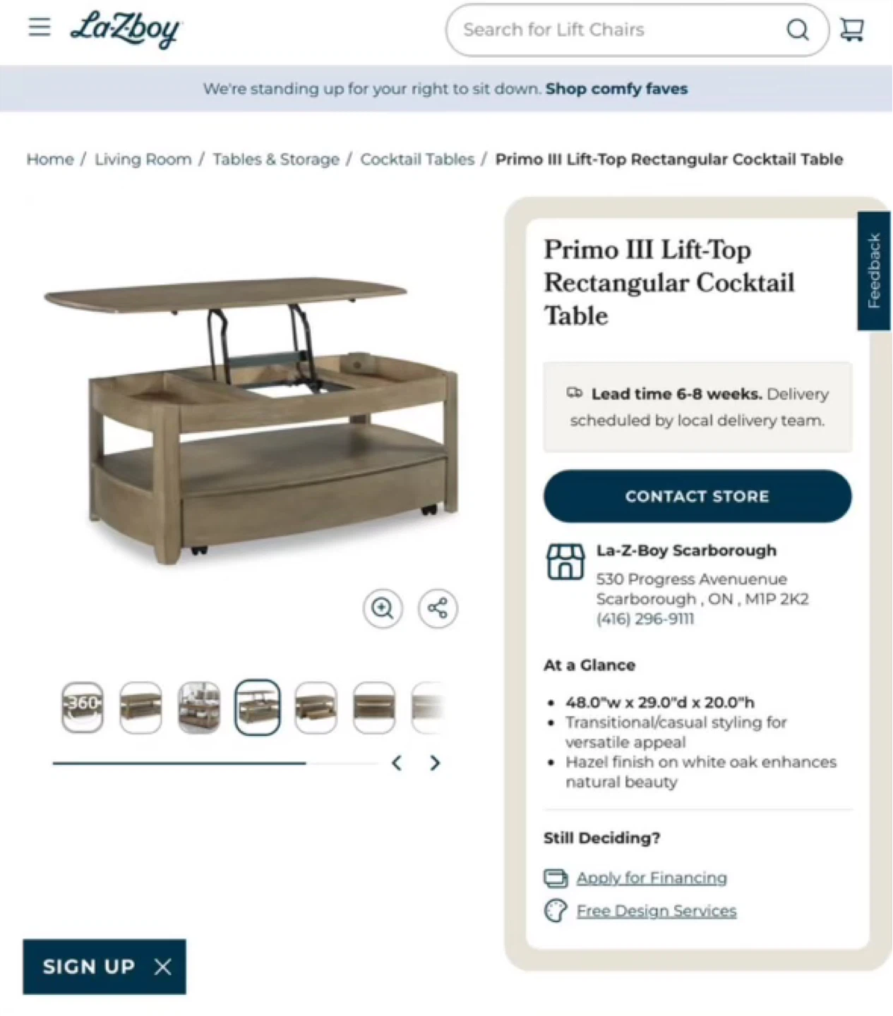 La-Z-Boy Primo III Lift-Top Rectangular Cocktail Table - photo 4