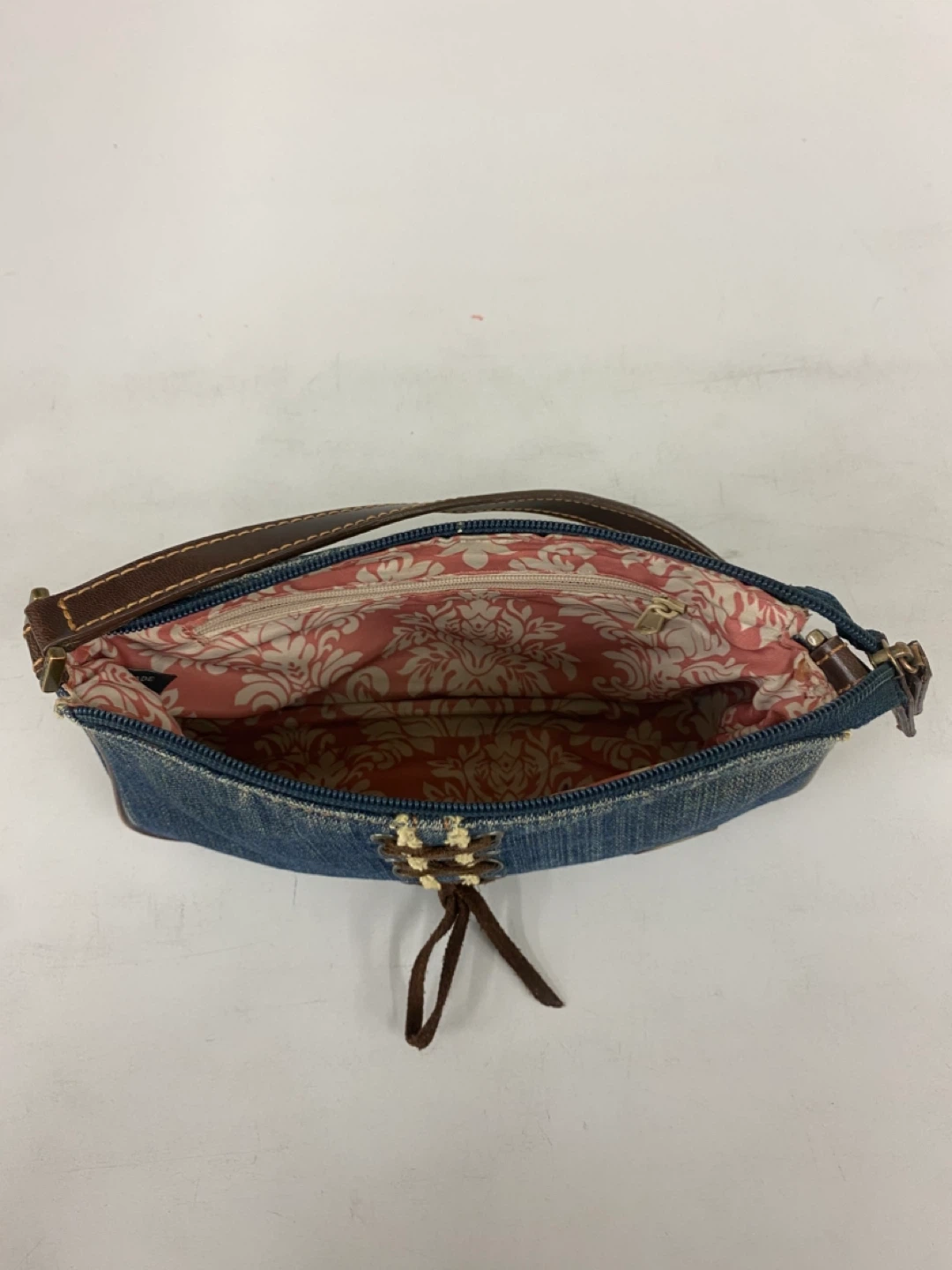 VTG Y2K GUESS Denim Baguette Bag w/ Lace-up Corset Detail - photo 4