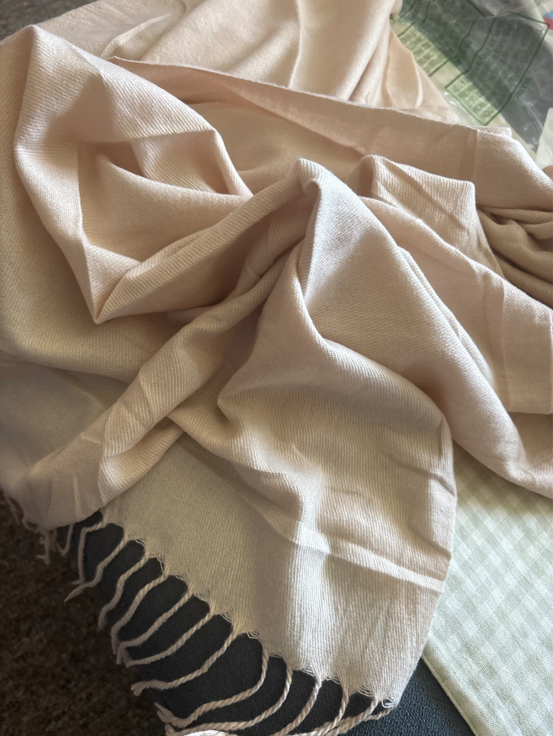 Light Pink Scarf with Fringe
