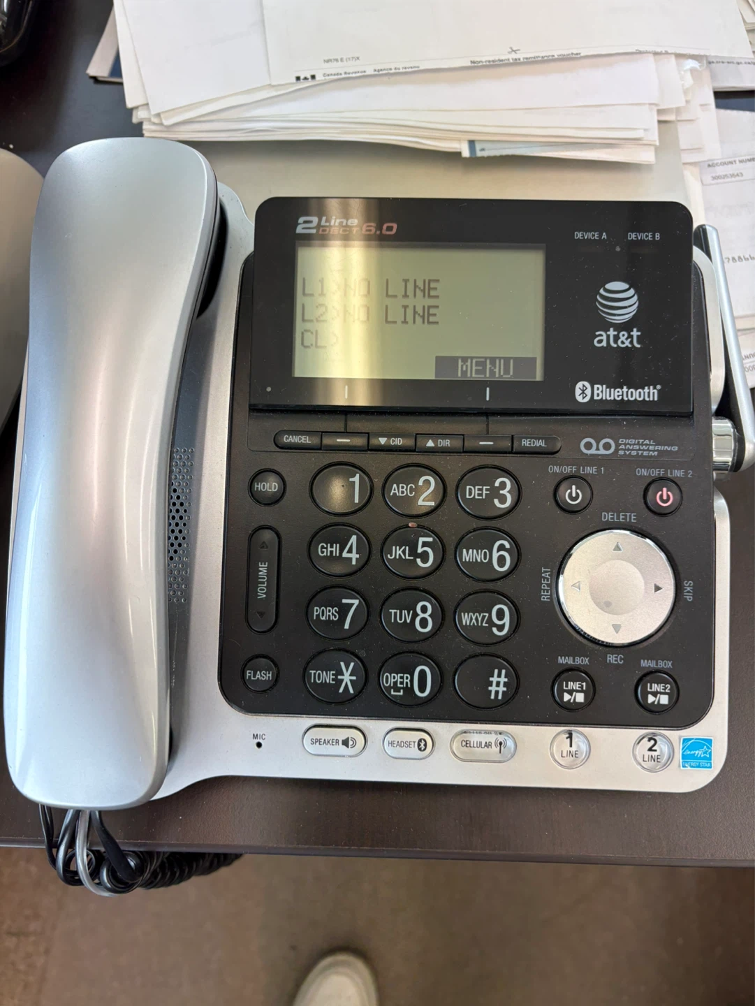 AT&T 2-Line Corded/Cordless Answering System TL86109