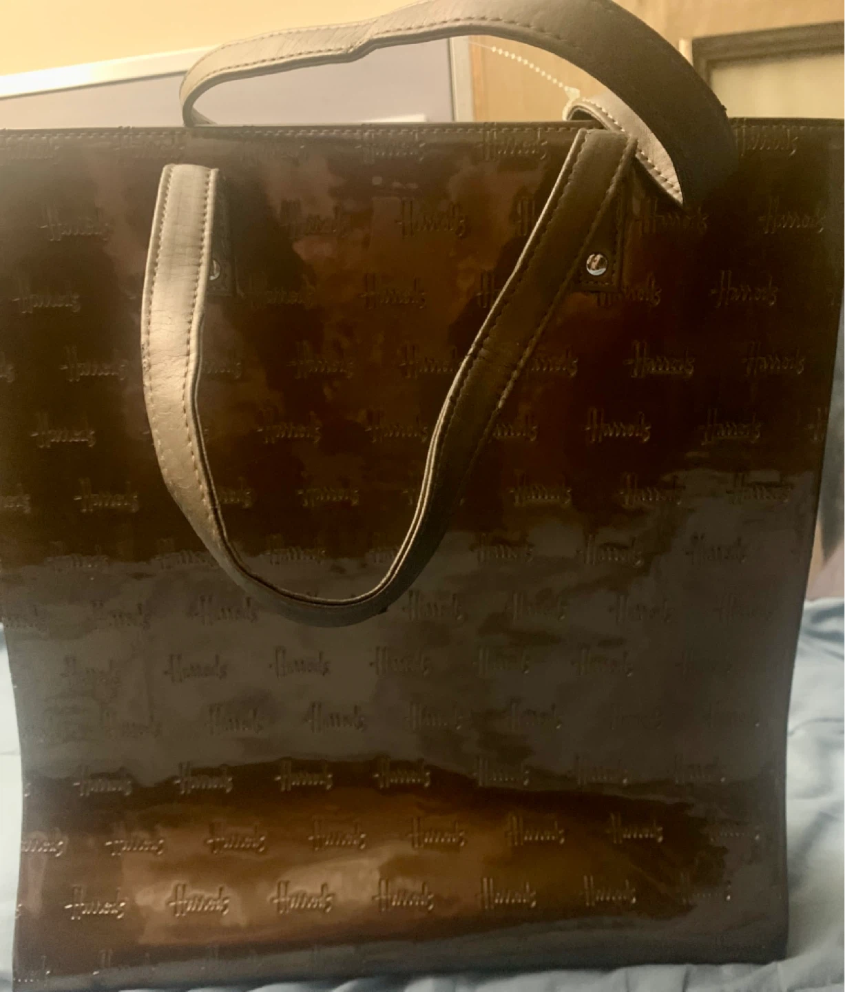 Harrods Tote Bag leather dark brown high fashion - photo 5