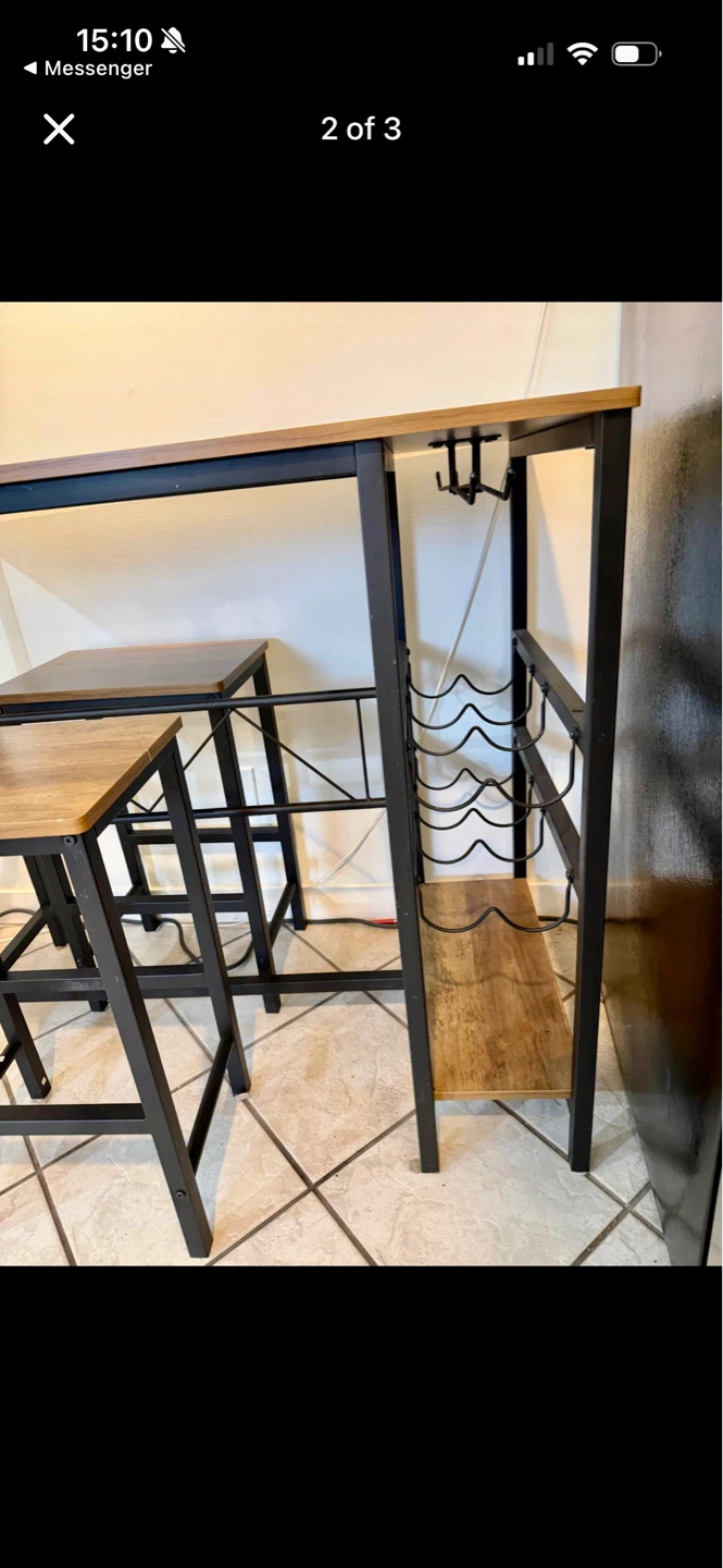 Dining Table Set with 2 Stools - photo 2