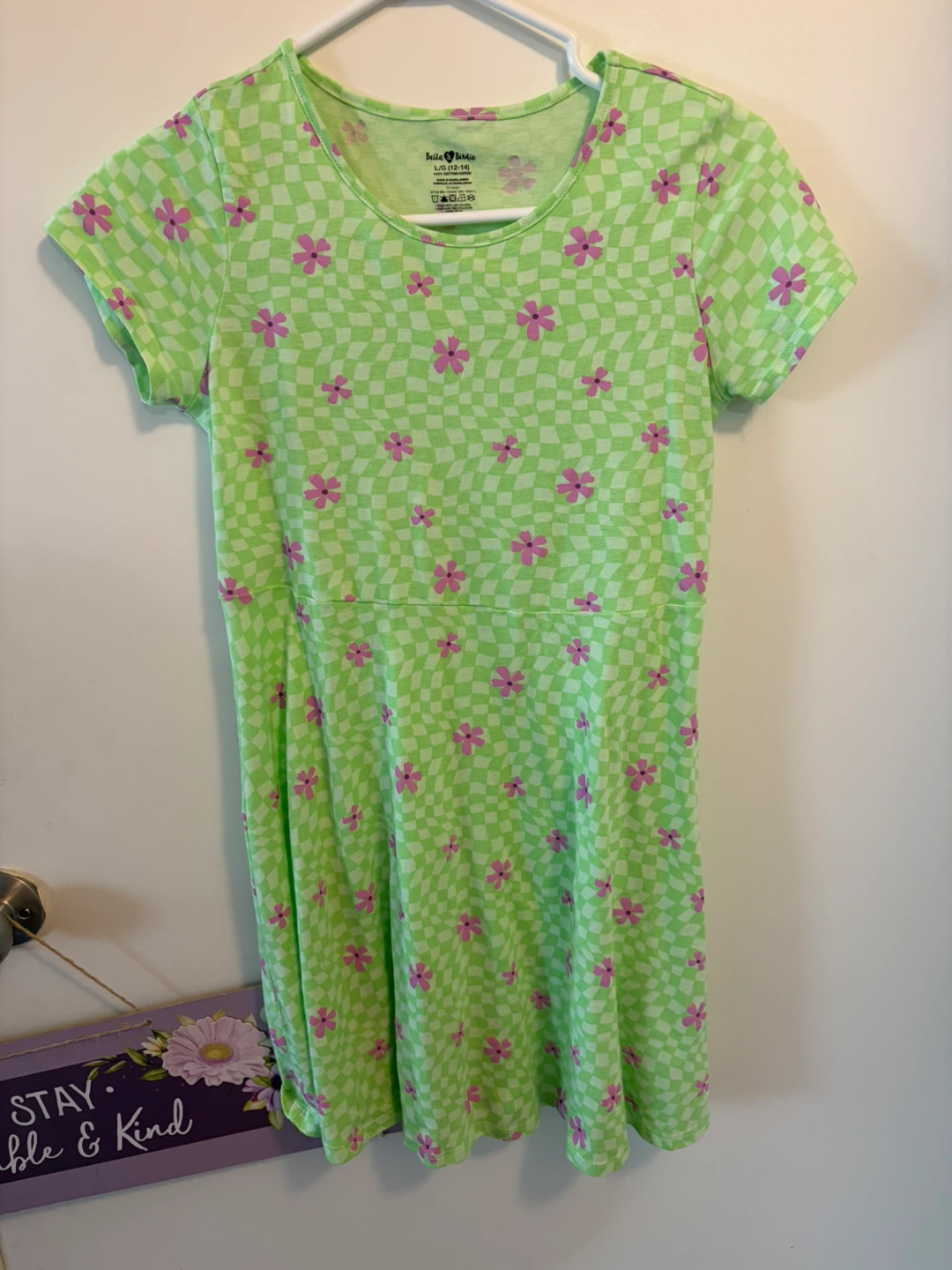Bella & Birdie Girls Green Flower Dress