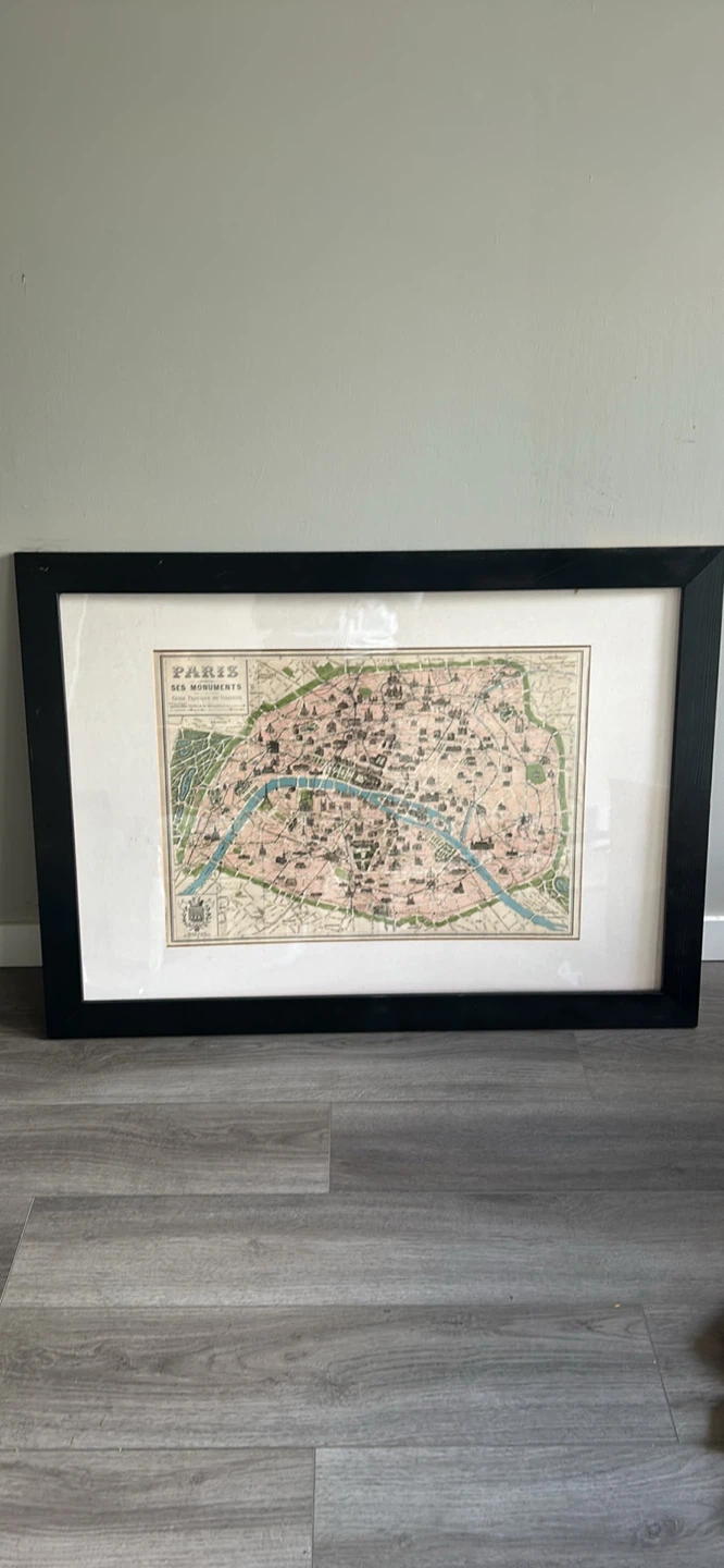 Framed Vintage Paris Map Print
