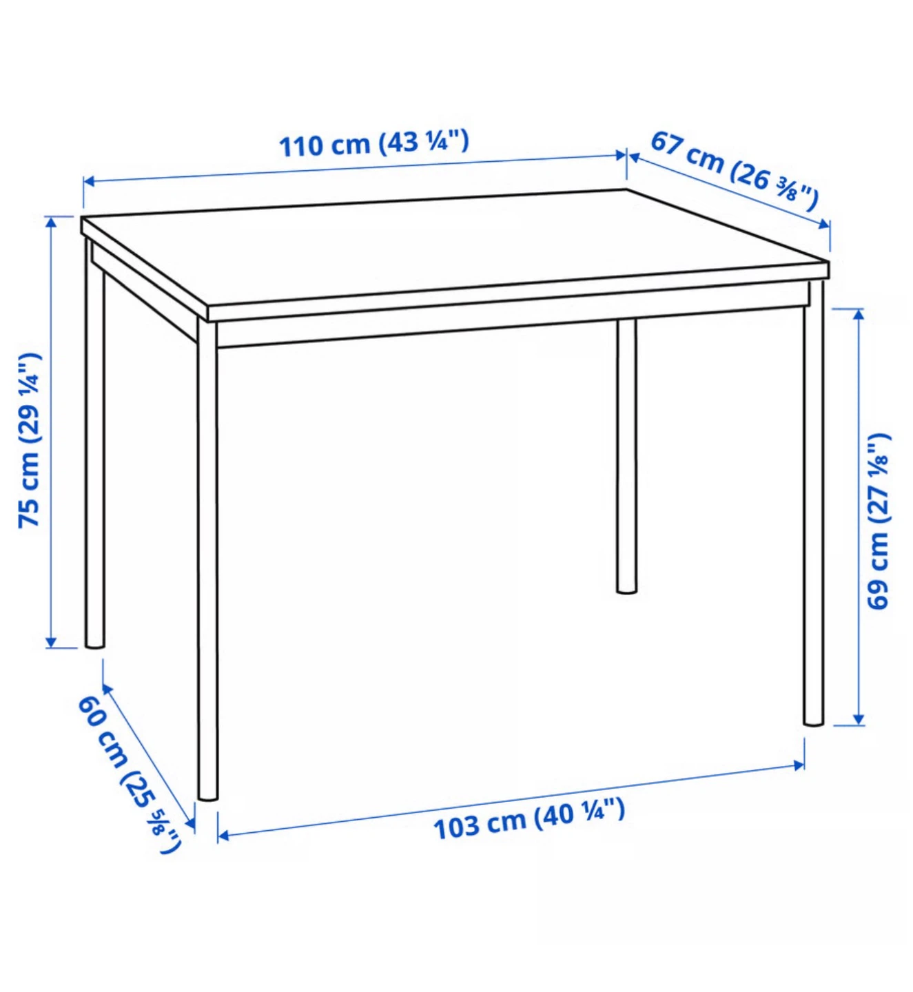 IKEA SANDSBERG Table, Black, 43 1/4" x 26 3/8" - photo 3