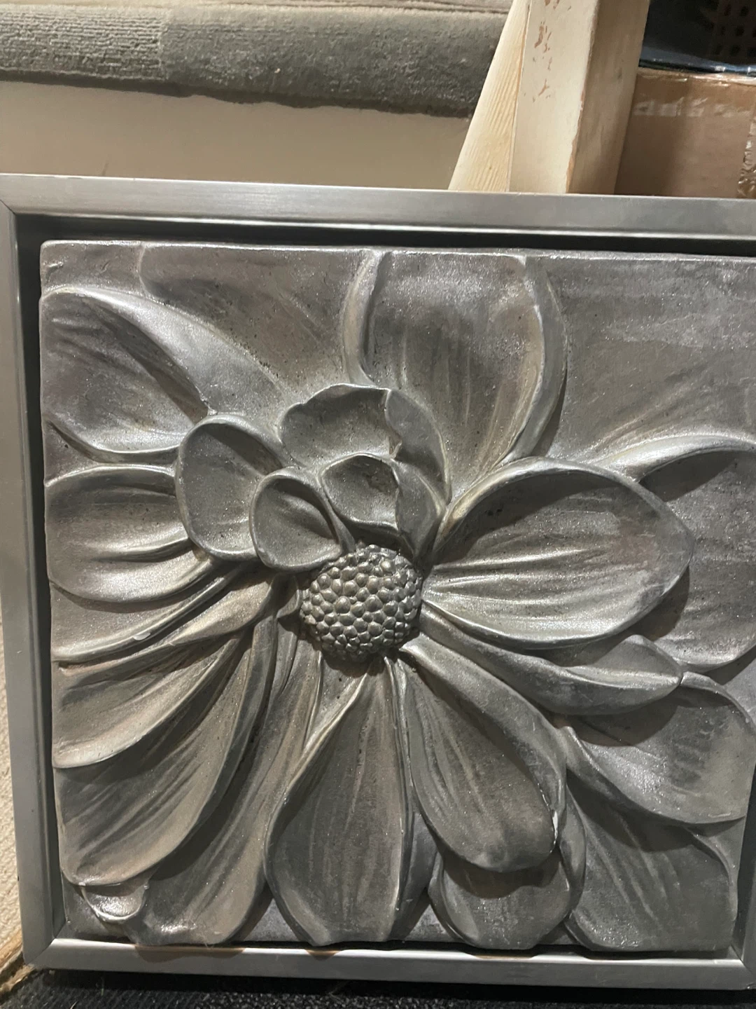 Silver Embossed Floral Wall Art