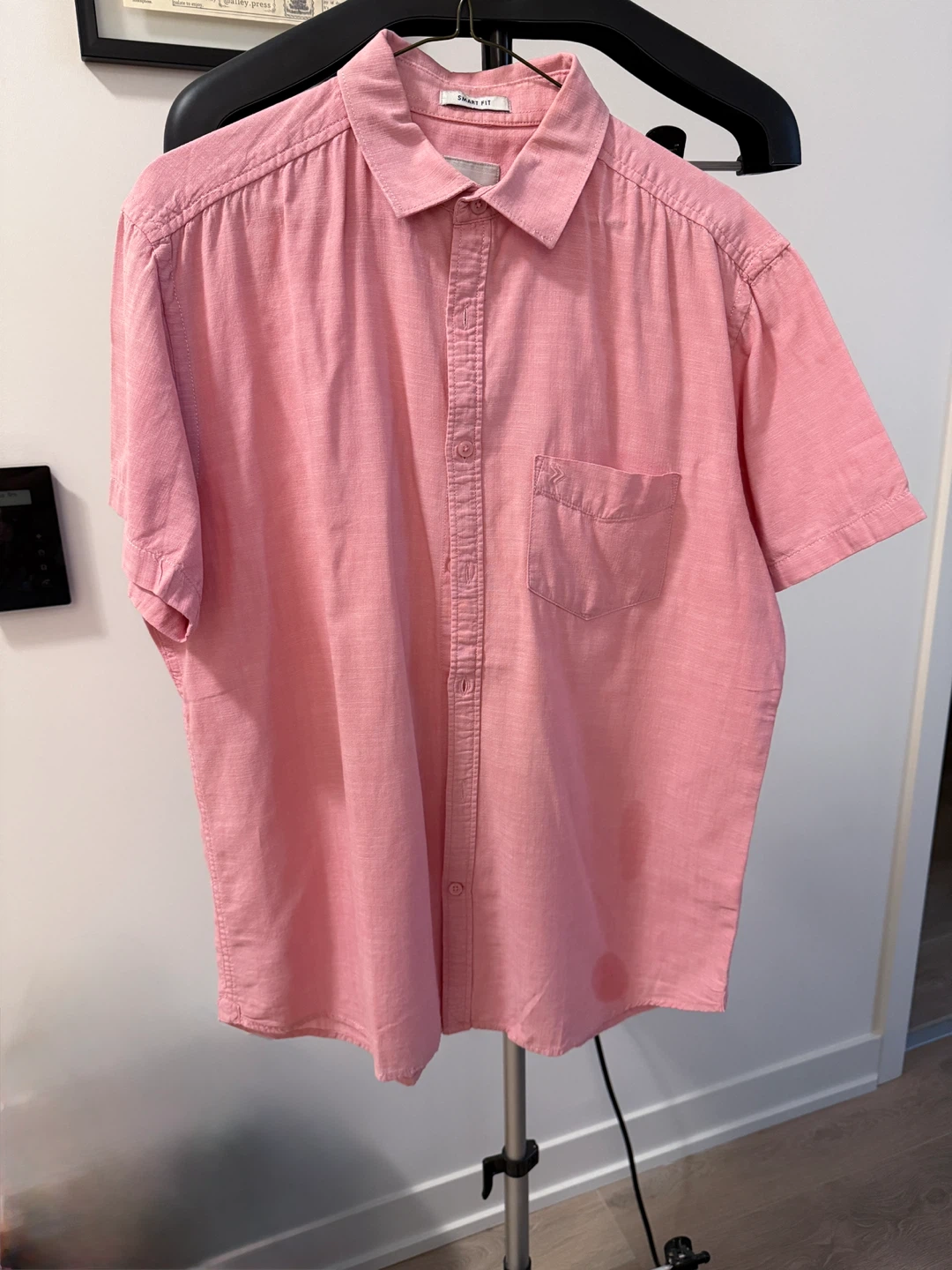 Men’s CODE Casual Clothing Pink Short Sleeve Button Up Shirt