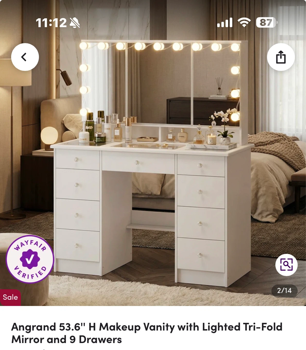 Angrand 53.6" H Makeup Vanity with Lighted Mirror