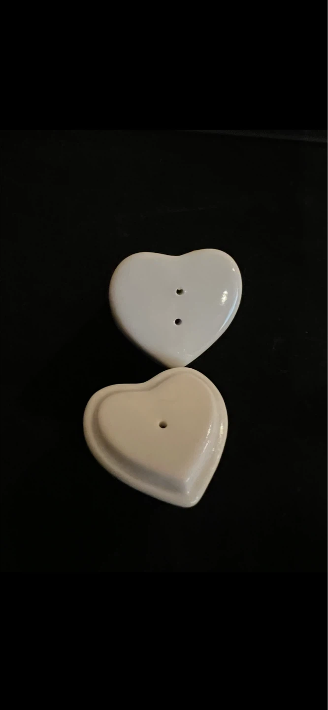White Ceramic Heart Salt and Pepper Shakers