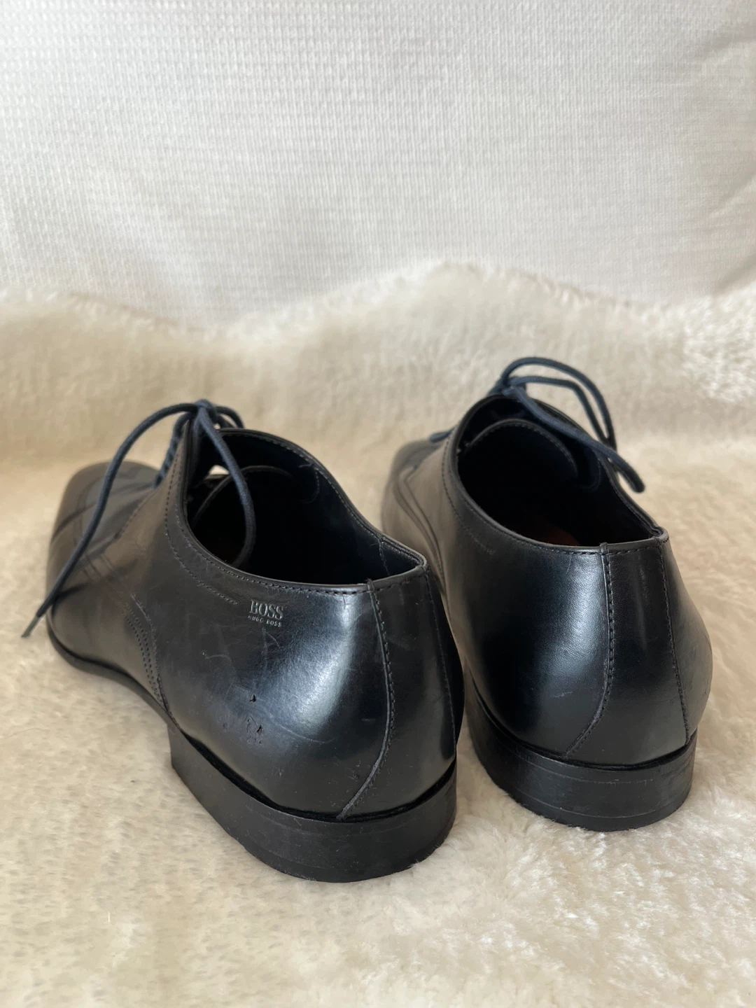 BOSS Hugo Boss Black Leather Oxford Dress Shoes - photo 5