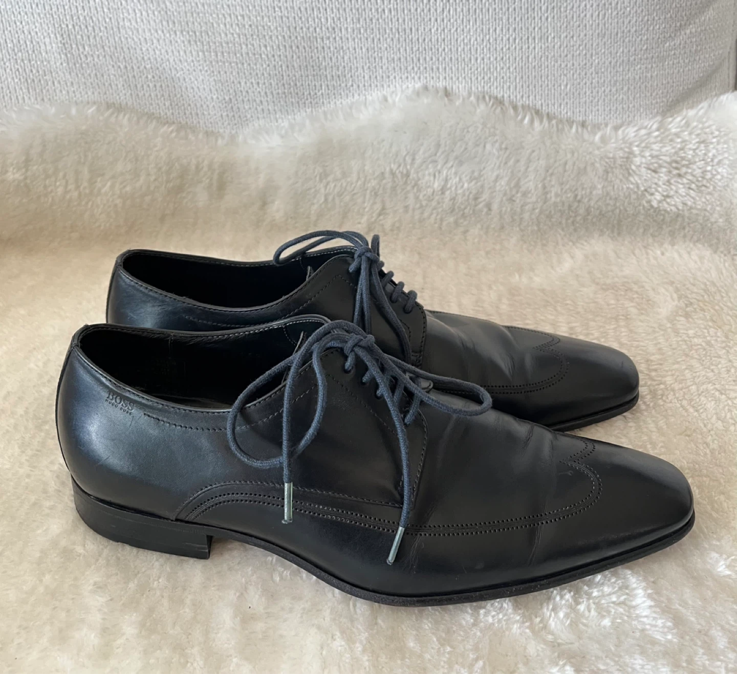 BOSS Hugo Boss Black Leather Oxford Dress Shoes