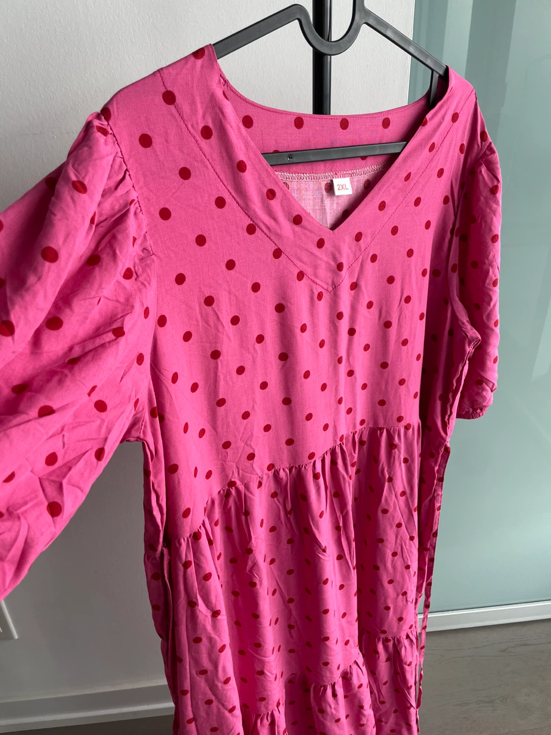 🆕 Pink Polka Dot Tiered Maxi Dress, size 2XL - photo 3
