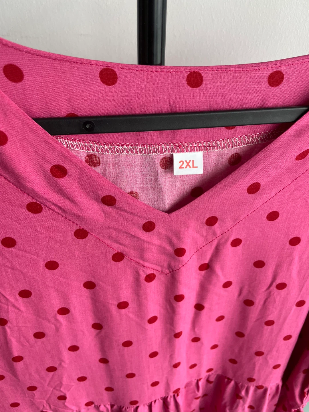 🆕 Pink Polka Dot Tiered Maxi Dress, size 2XL - photo 2