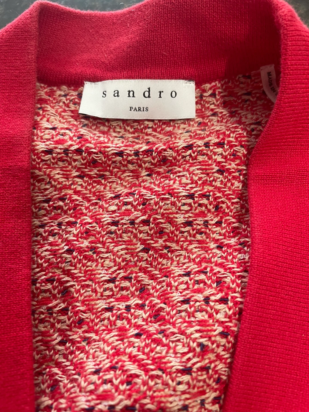 Sandro Paris Red Houndstooth Cardigan with Pearl Buttons - photo 4