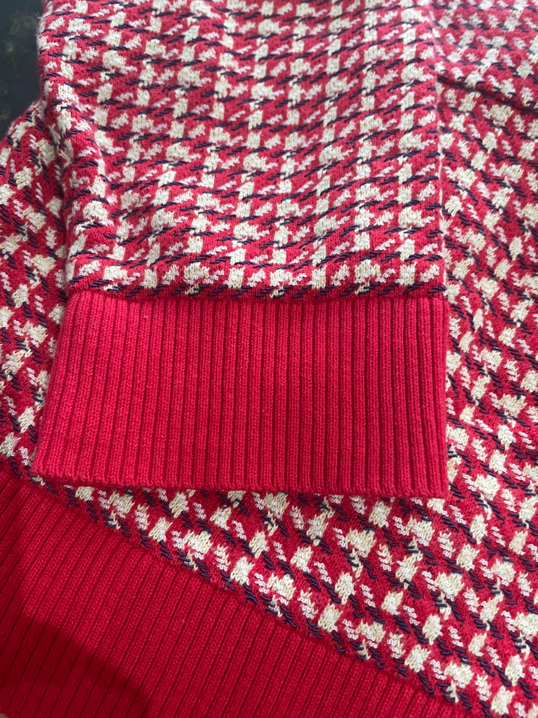 Sandro Paris Red Houndstooth Cardigan with Pearl Buttons - photo 5