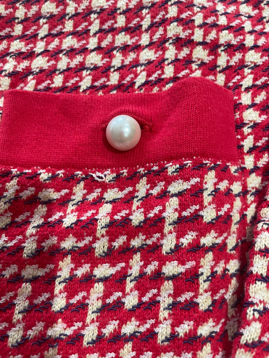Sandro Paris Red Houndstooth Cardigan with Pearl Buttons - photo 3