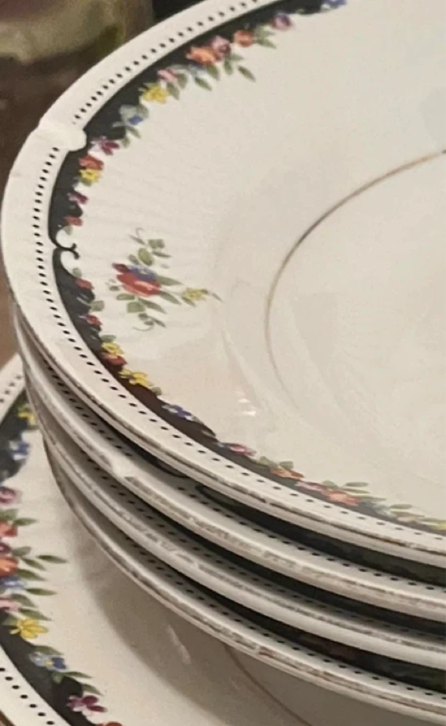 Chipped in each and every plates Set of 4 Floral Dinner Plates