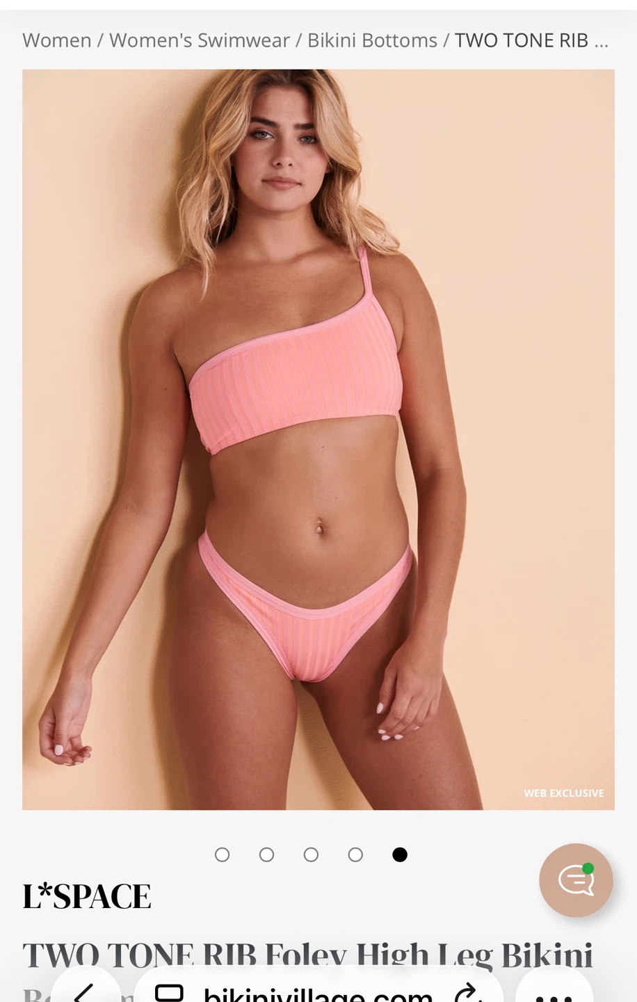 L Space Two Tone Rib Foley High Leg Bikini Set - photo 2