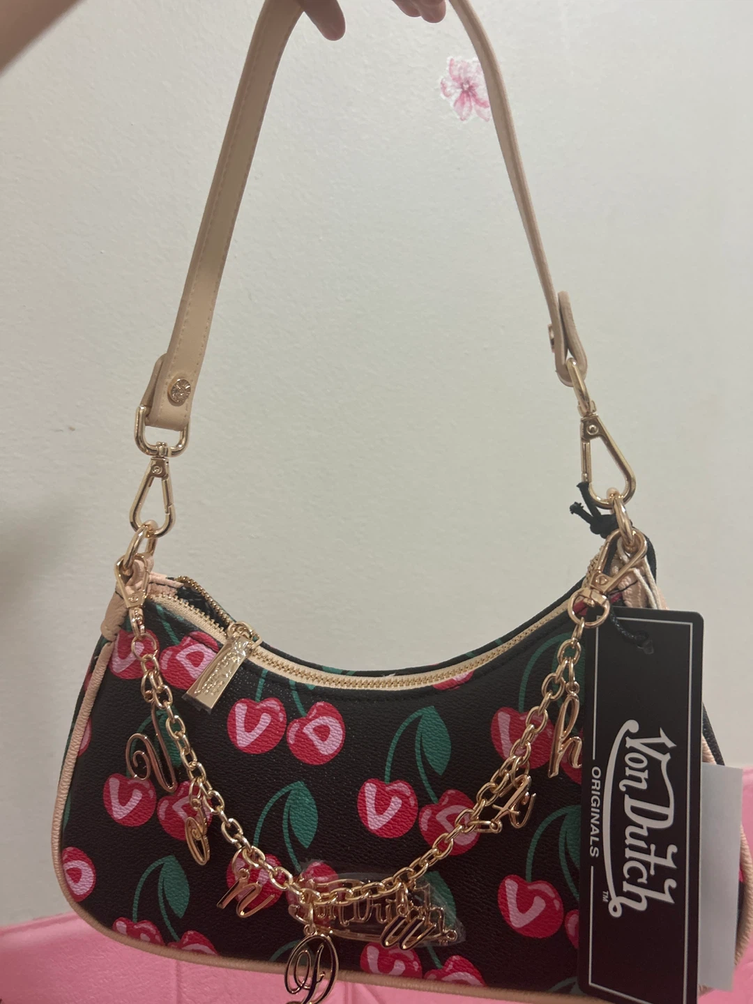 Von Dutch Cherry Print Shoulder Bag
