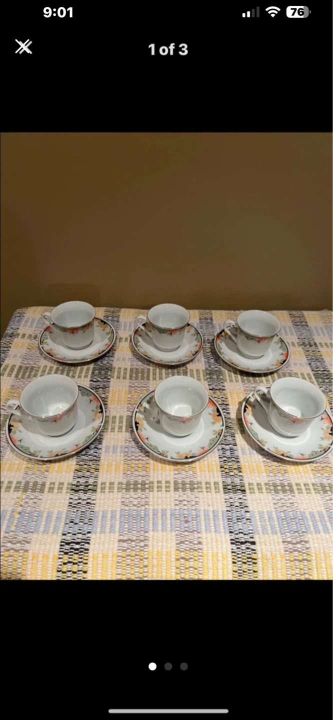 Set of 6 Coffee Cups and Saucers