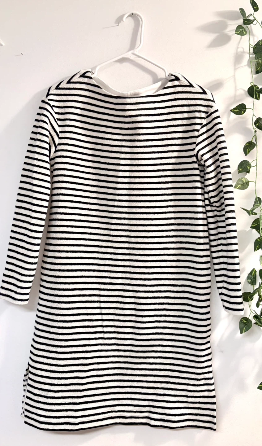 Striped boat neck dress (97% cotton )