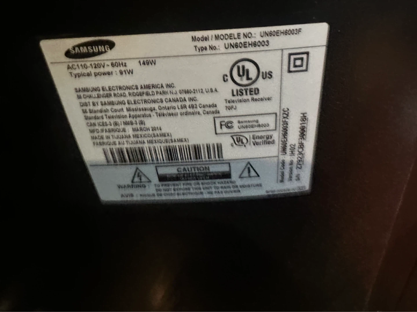 Samsung UN60EH6003 60-inch 1080p LED TV - photo 2