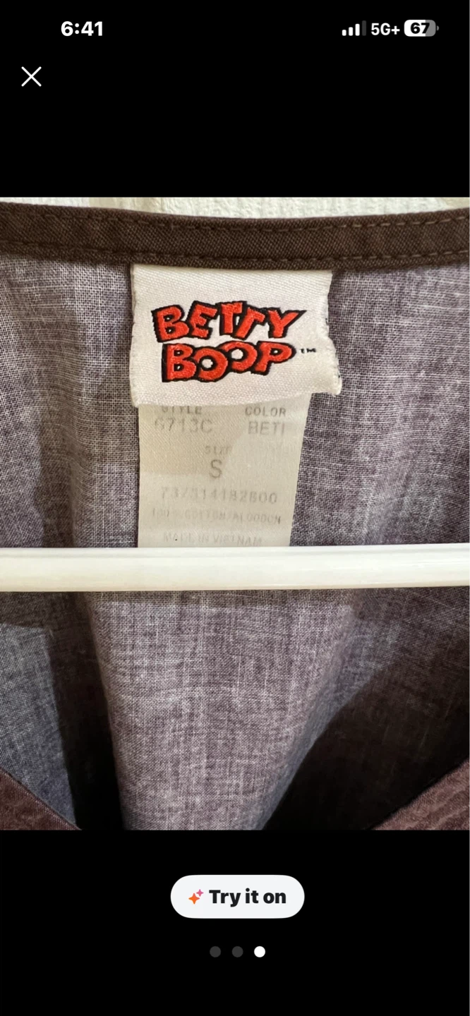 Betty Boop Brown Scrub Top Size S - photo 2