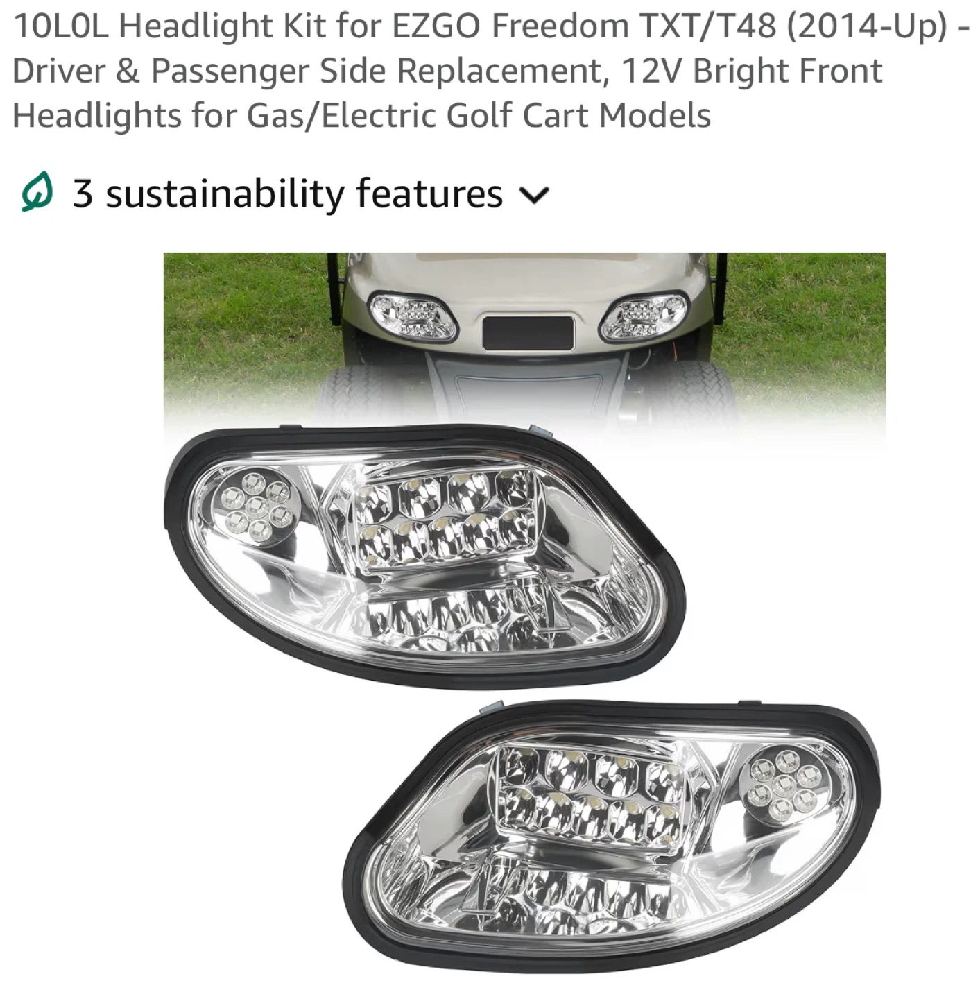 10L0L LED Headlight Kit for EZGO Freedom TXT/T48 Golf Carts LOL