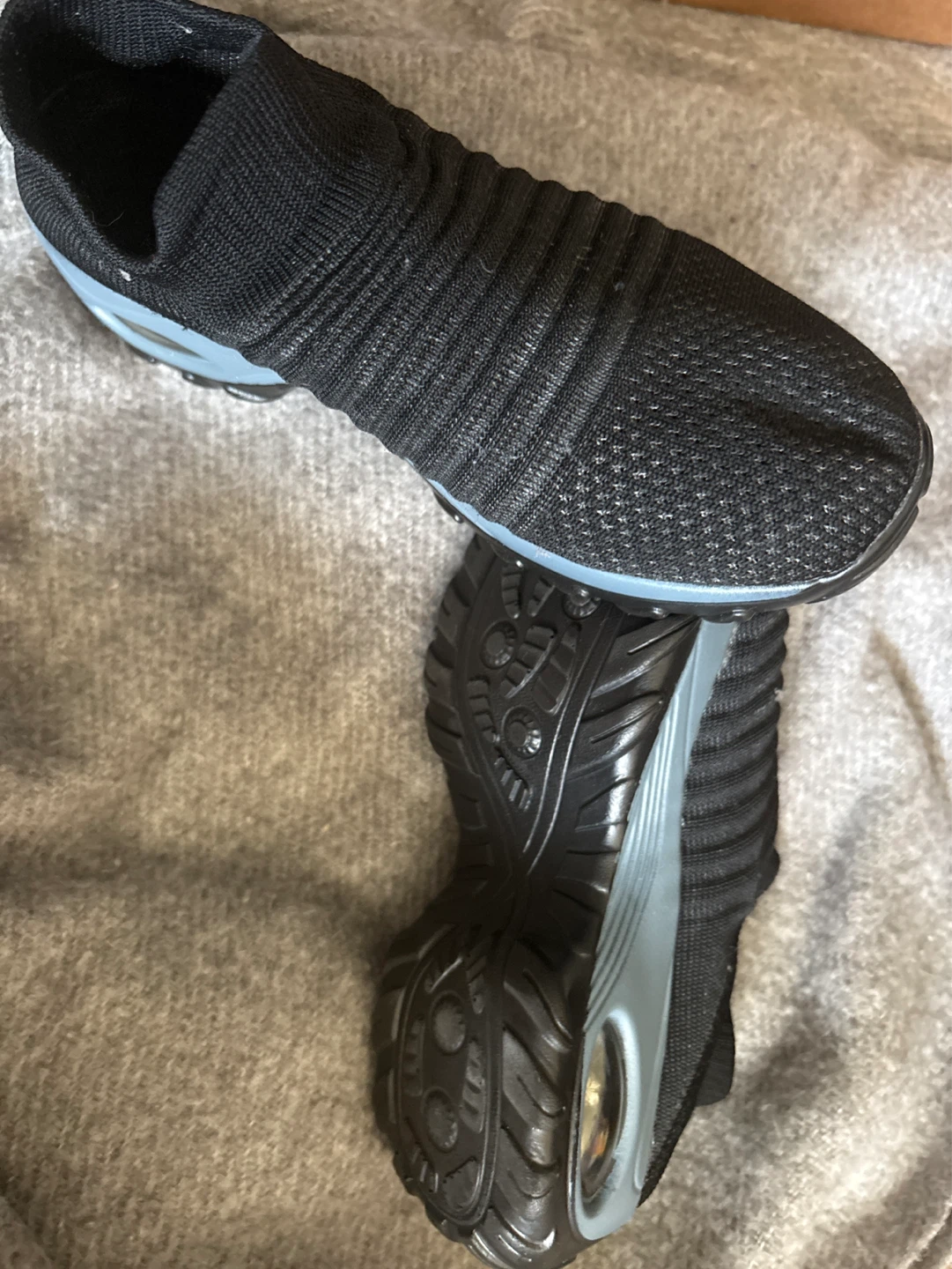 Black Knit Sneakers with Blue Accents - photo 2