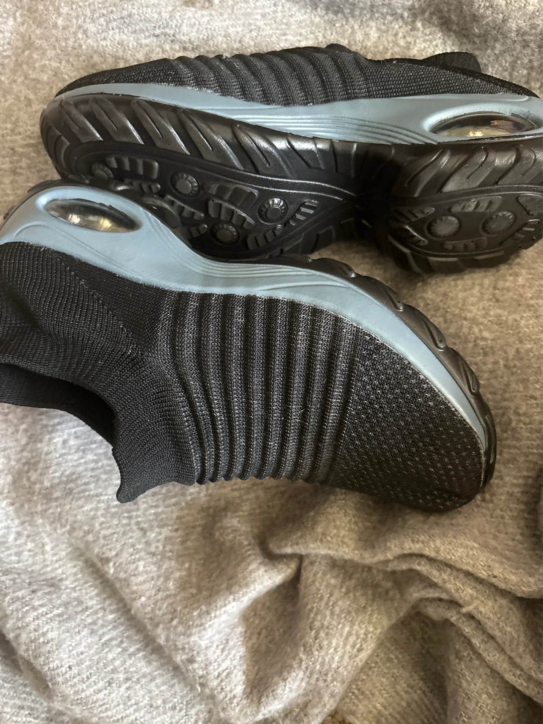 Black Knit Sneakers with Blue Accents - photo 3