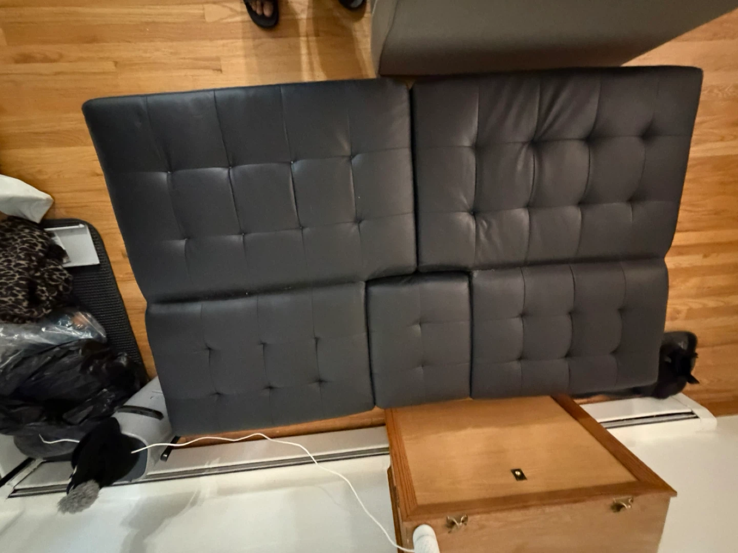 FREE Black Faux Leather Futon Sofa with Cupholders - photo 4