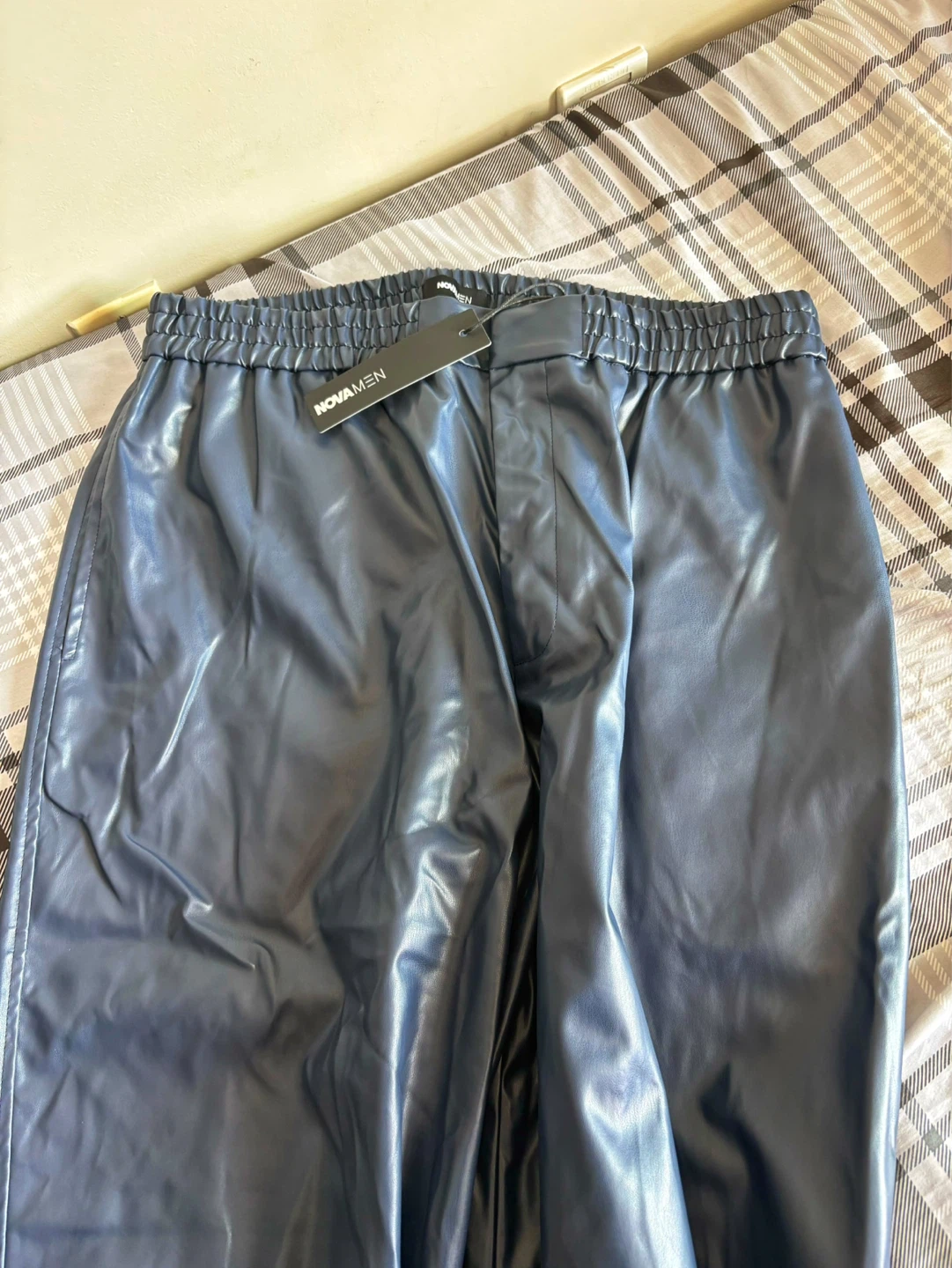 Nova Men Faux Leather Pants - Navy Blue - photo 2