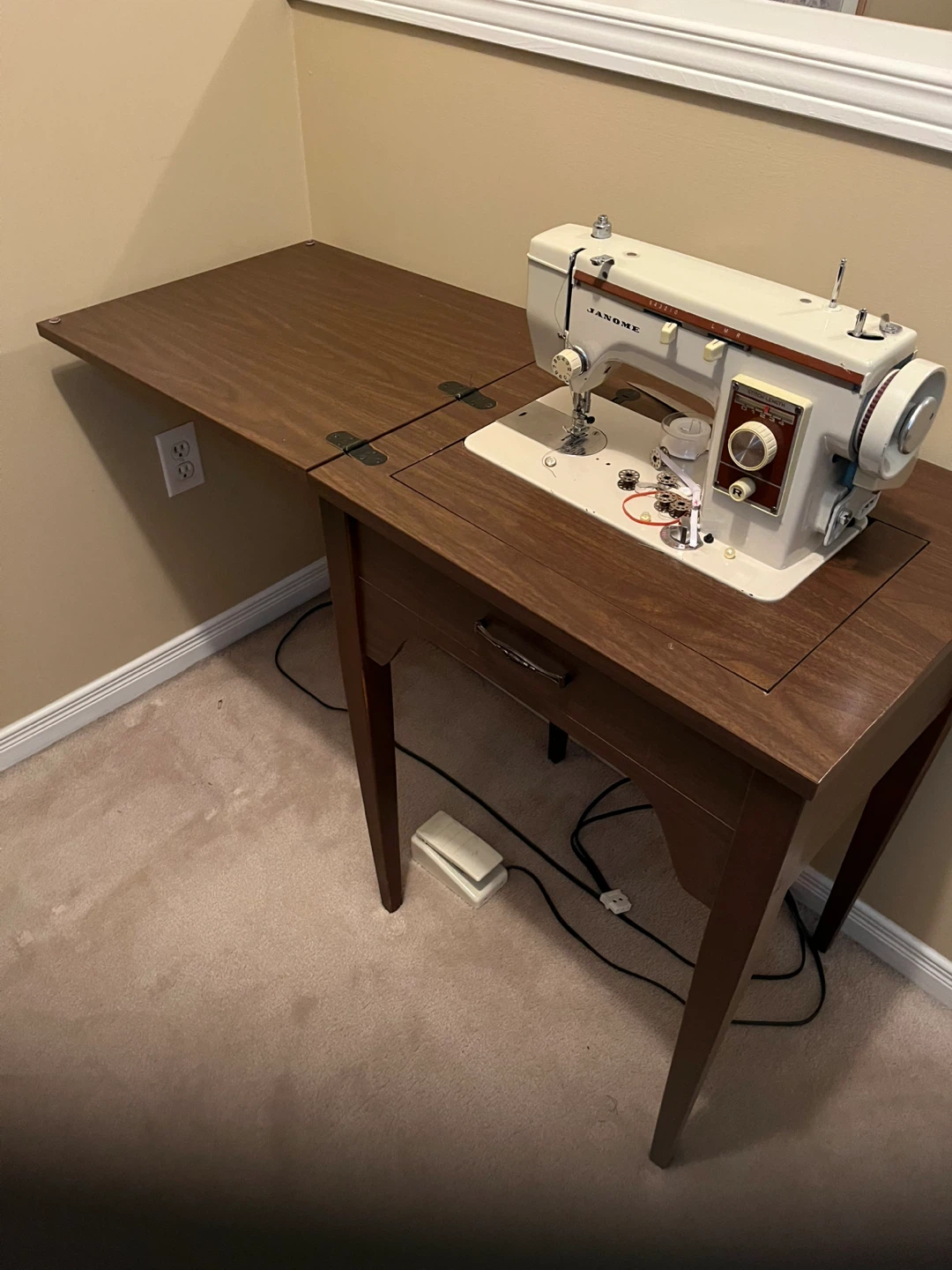 Janome Sewing Machine with Cabinet (not sure if it works)