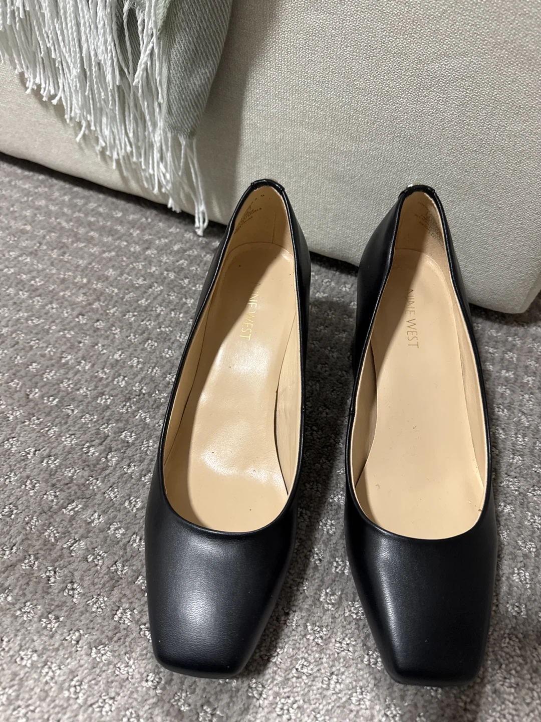Nine West Black Square Toe Heels
