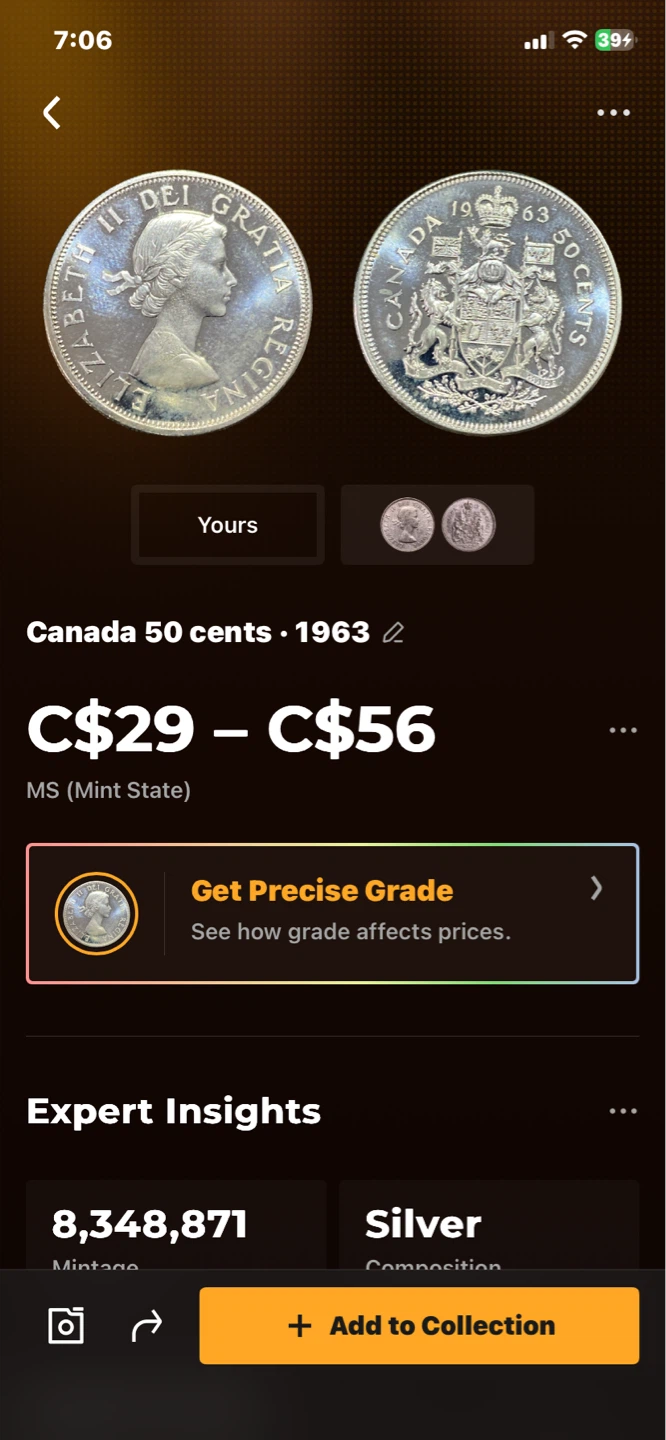 1963 Canada 50 Cent Coin - photo 3