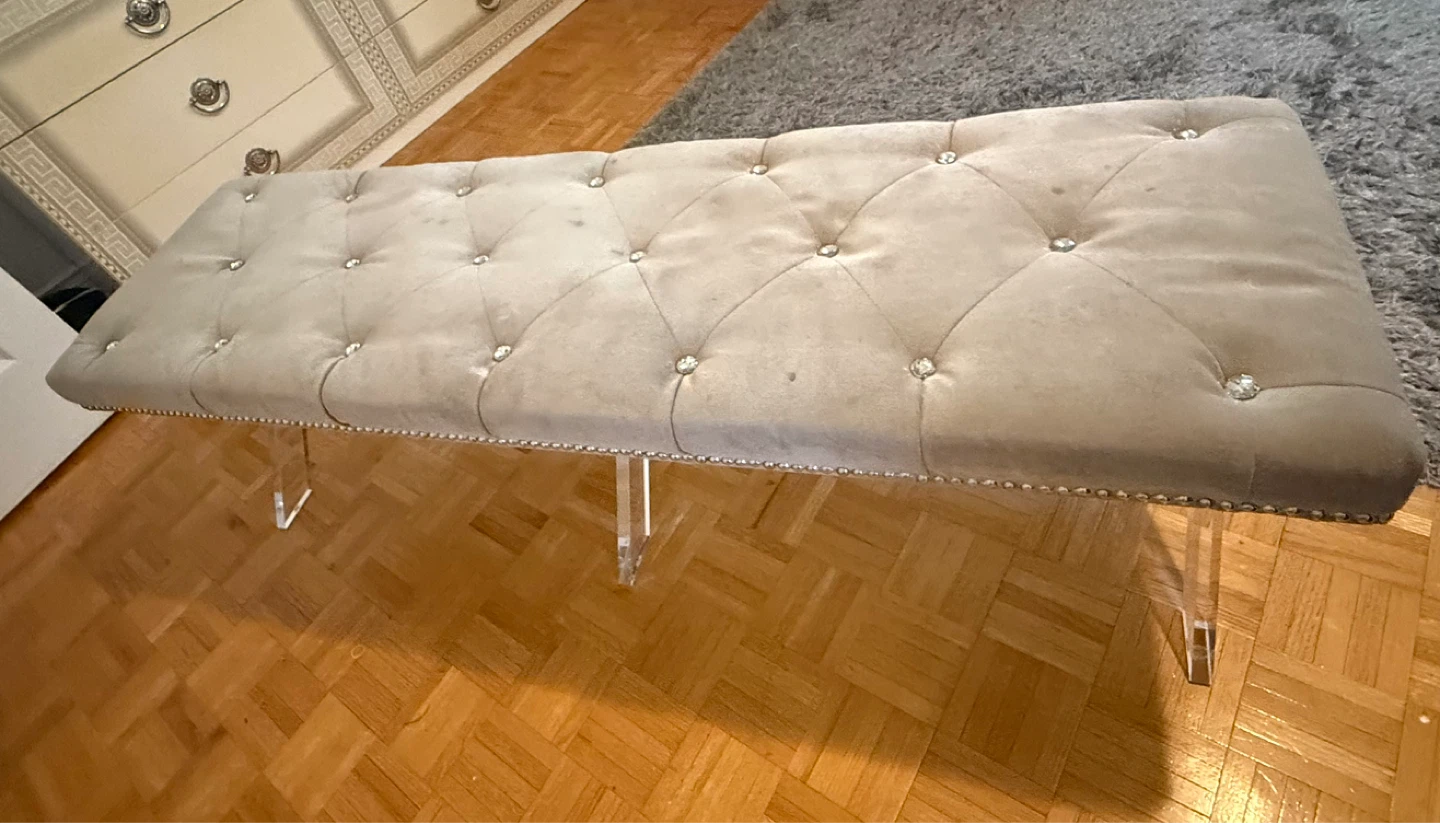 Tufted Bench with Crystal Accents