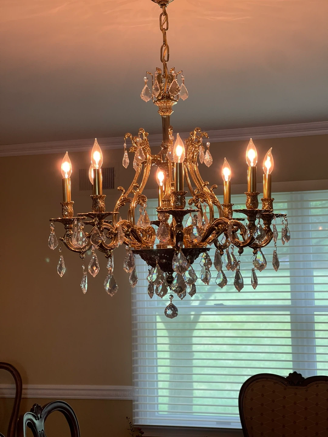 Crystal chandelier and scones
