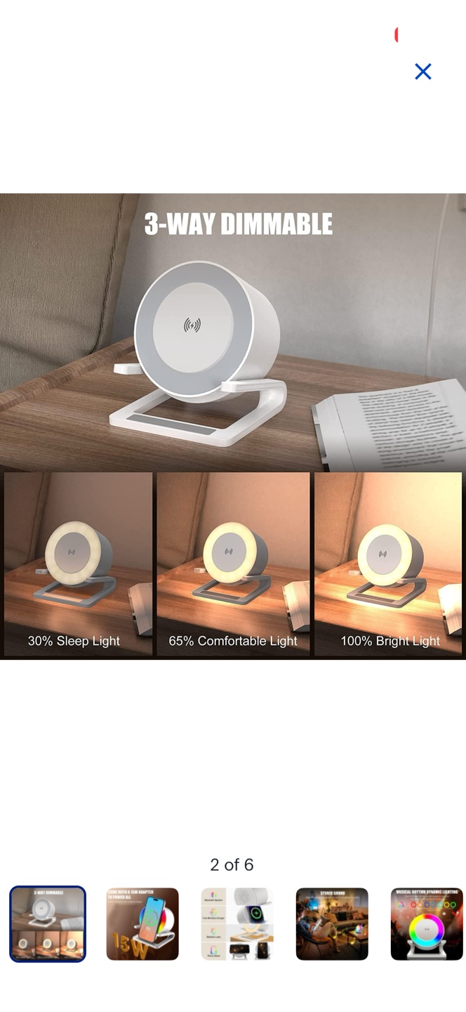 Wireless Charging LED Night Light Bluetooth Speaker - photo 2