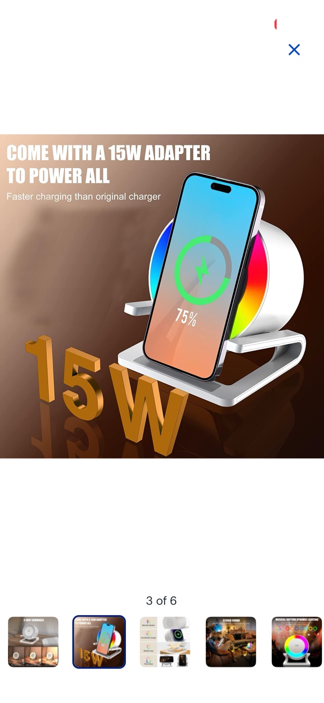 Wireless Charging LED Night Light Bluetooth Speaker - photo 3