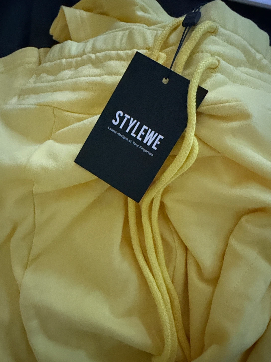 STYLEWE Yellow Cropped Hoodie and Wide Leg Pants Set - photo 3