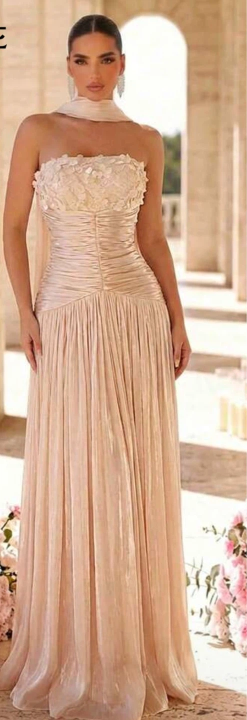 Elegant Strapless Ruched Gown