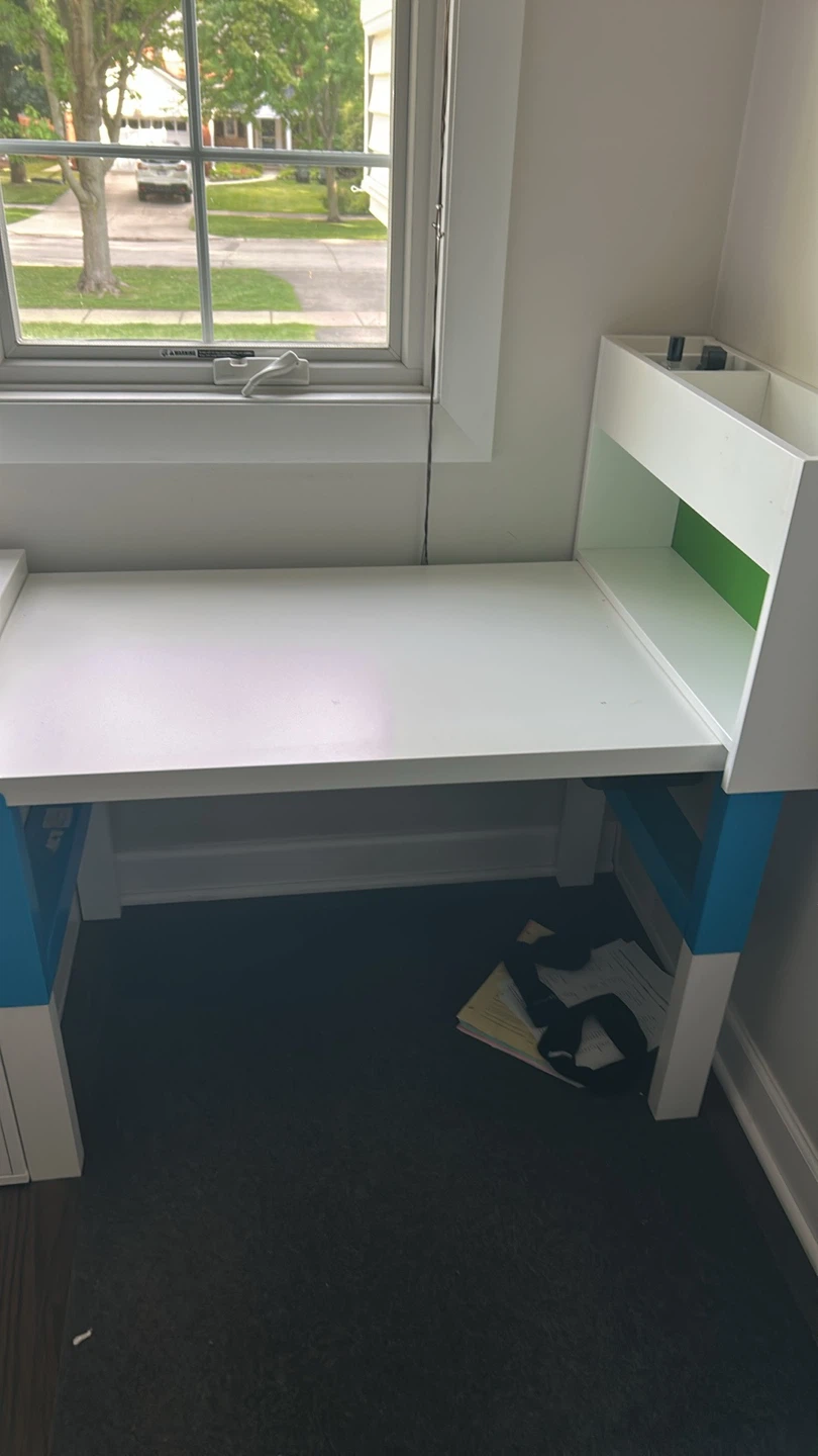 White Children's Desk with Storage Shelf