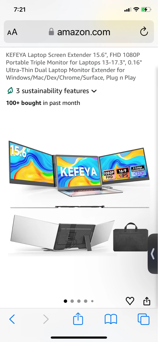 KEFEYA 15.6" FHD 1080P Laptop Screen extension -Triple Portable