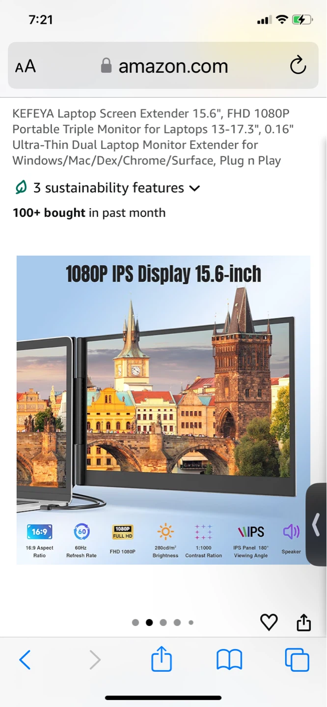 KEFEYA 15.6" FHD 1080P Laptop Screen extension -Triple Portable - photo 2