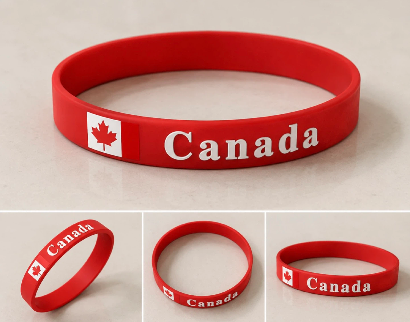 Red Canada Flag Silicone Wristband