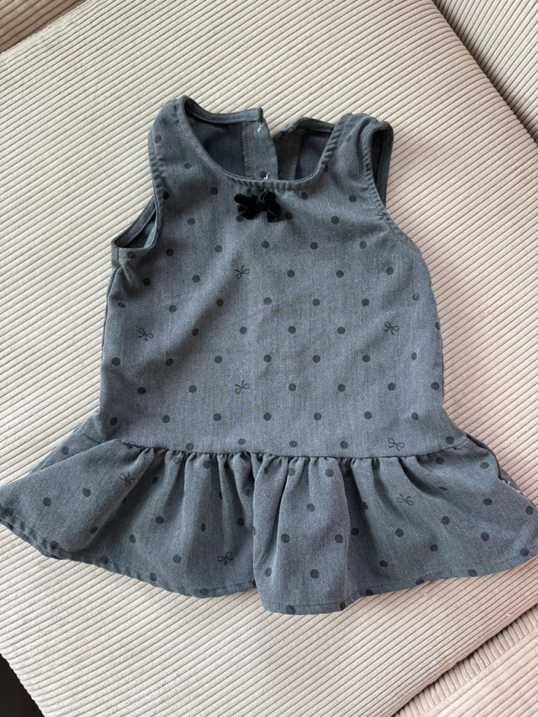 Toddler Girls Grey Polka Dot Dress